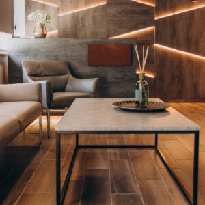 diseño de interior con muebles metalicos